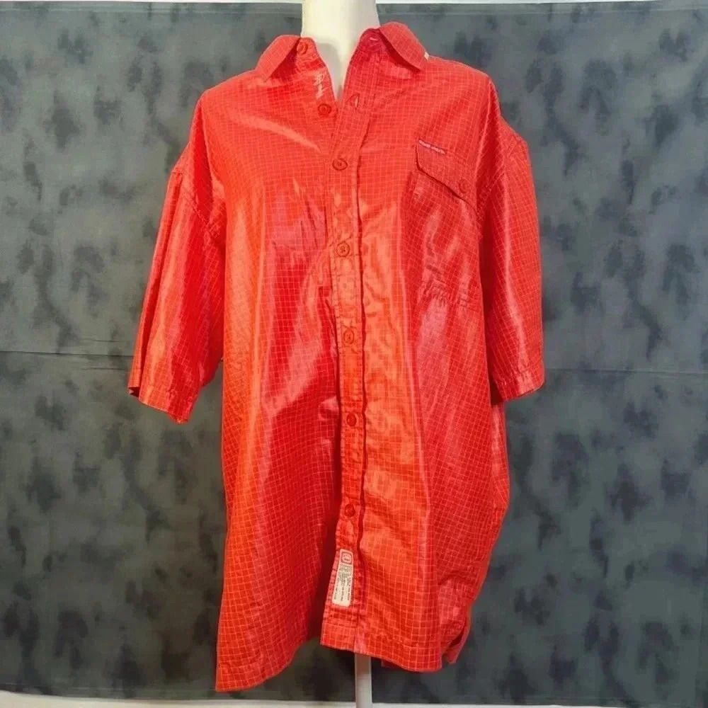Ecko Unltd. Red Grid Pattern Men's Button Up Streetwear Size XL